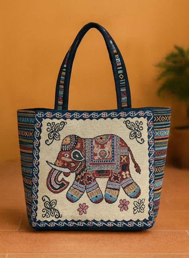 CULT FACTORY Designer Elephant Handbag for Women Stylish Latest Big Hand Bag for Women Shoulder Hand Bag for Office Use (Blue) - Image 5